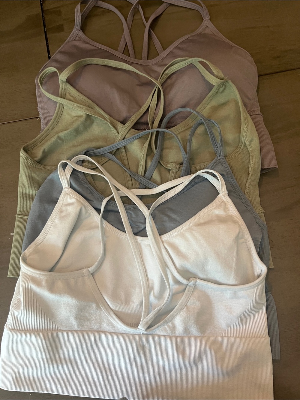 Everyday Strappy Bralette Pack - White, Gray, Olive, Taupe